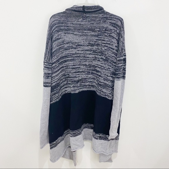 100% Cashmere Super Soft Black/Gray Open Shawl Long Cardigan Sweater Size Medium - Picture 4 of 6